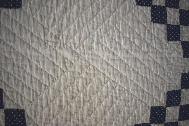 Indigo Blue and White Triple Irish Chain Antique Quilt #18529