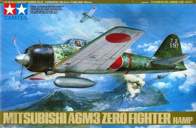 MITSUBISHI A6M3 ZERO/HAMP W/PILOT GROUND CREW/JAPANESE AF MKGS/ 1/48 TAMIYA