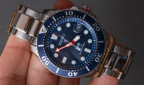 Pre-owned Seiko Prospex Padi Sne435p1 Solar Divers 200m Blue Dial Stainless Steel Watch