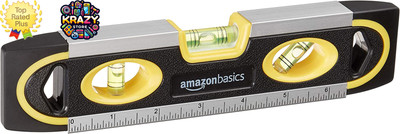 Amazon Basics 9-Inch Magnetic Torpedo Level and Ruler 180/90/45 Degree Bubbles B