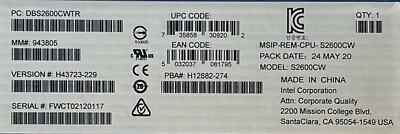 Intel DBS2600CWTR S2600CWTR Server Board SSI EEB  Socket R3 NEW RETAIL BOX