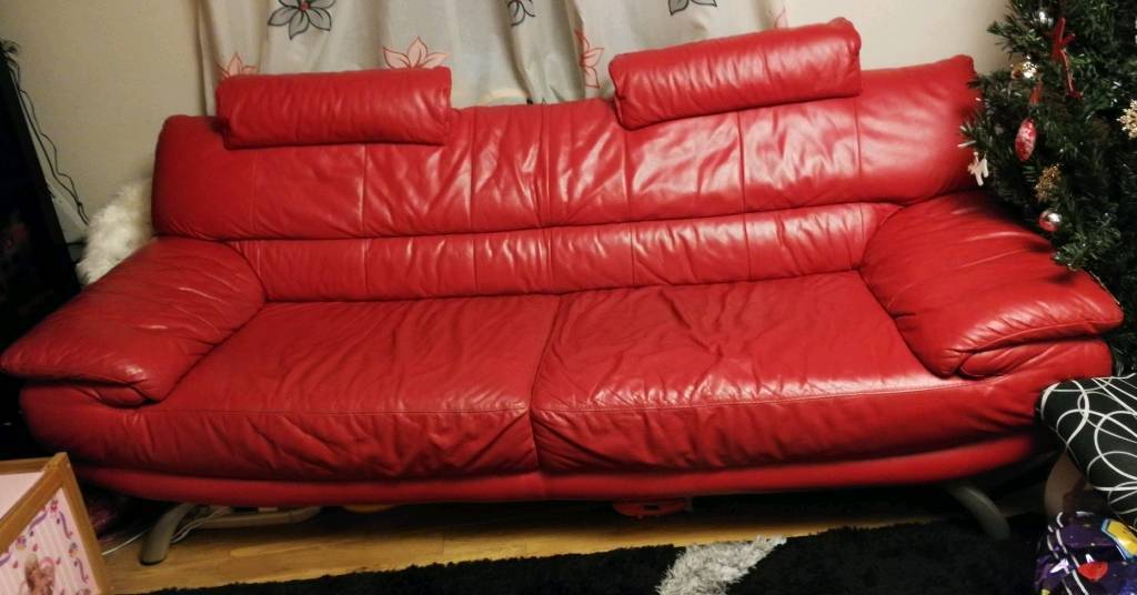 DFS red leather 3 seat sofa in St Johns Wood, London Gumtree