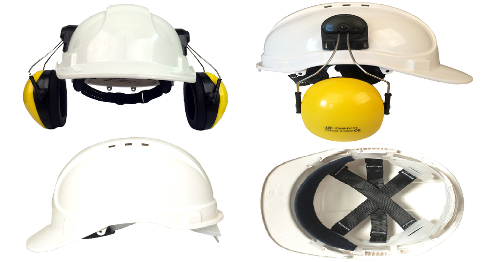 White Hard Hats Comfort With Clip In Ear Defenders Hat Pack Of 5