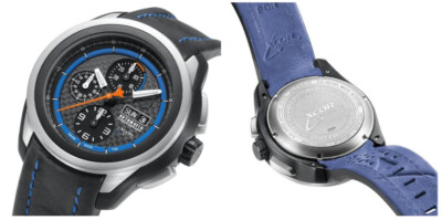 Pre-owned Luminox 5261 Men's Space Xcor Auto Chrono Black Leather Carbon Fiber Dial Watch