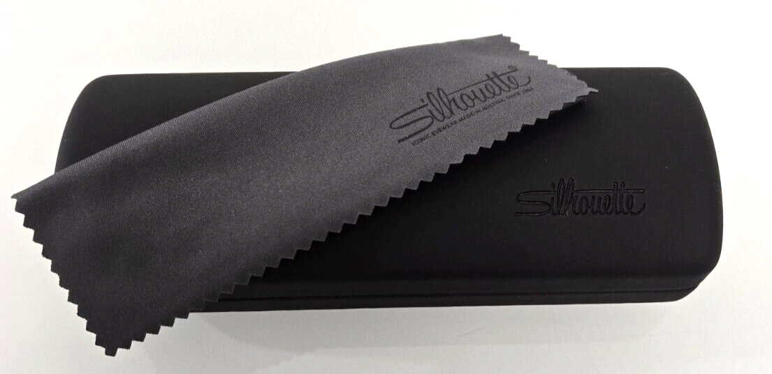 NEW!! Authentic  Silhouette  Black Hard Clamshell Eyeglasses Case with Cloth!