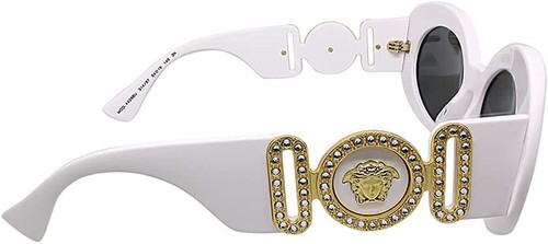 Pre-owned Versace Sunglasses Ve4426bu 31487 54mm White / Dark Grey Lens In Gray