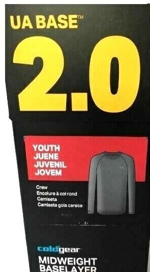 UA 2.0 Base Layer Top Youth XS,S,M,L,XL  Black NWT Under Armour