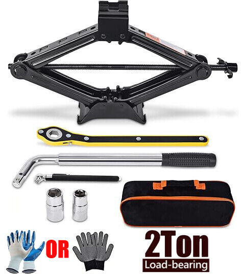 2Ton Scissor Jack Kit Car Heavy Duty Garage Tire Wheel Lug Wrench Tire Changing