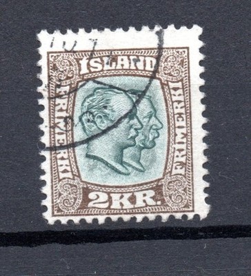 Iceland 1907 old definitive 2 Kr. stamp King Christian (Michel 61) nice used