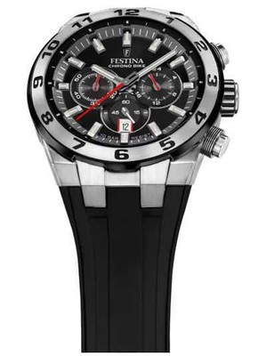 Pre-owned Festina Men's Chrono Bike 2024 (44.5mm) Black Dial / Black Rubber Strap