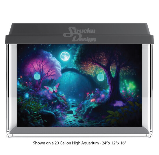 Fantasy Forest Colorful Polyester Fish Tank Glass Backdrop Aquarium Background