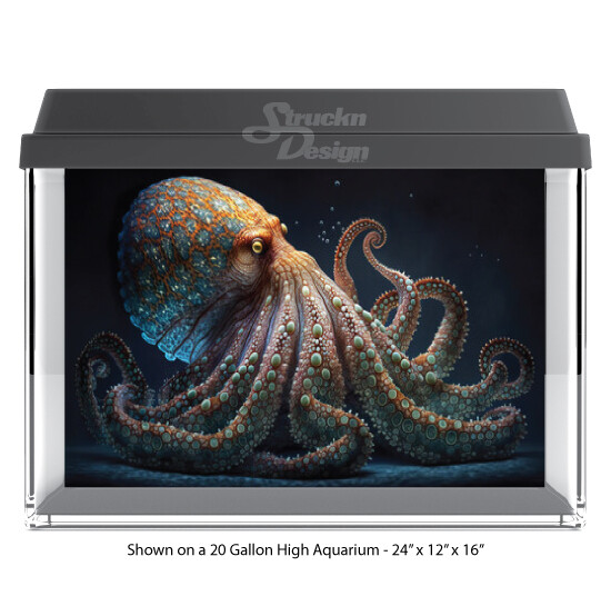 Orange Grey Octopus Polyester Fish Tank Glass Backdrop Aquarium Background