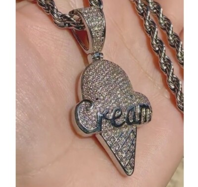 Pre-owned Nsg 4 Ct Tester Passing Moissanite "ice Cream Cone" Fancy Men's Pendant 925 Silver In White