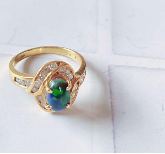 K18 ブリオレットBlack Opal トップ メキシコオパールペンダント｜メキシコオパール｜オパール