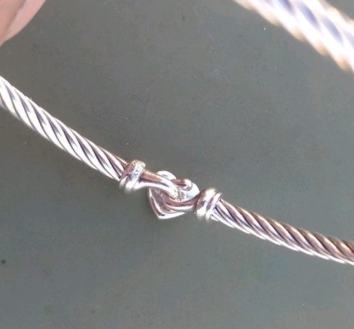 David Yurman Cable Collectibles Heart Bracelet With Diamonds Sterling Silver 3mm