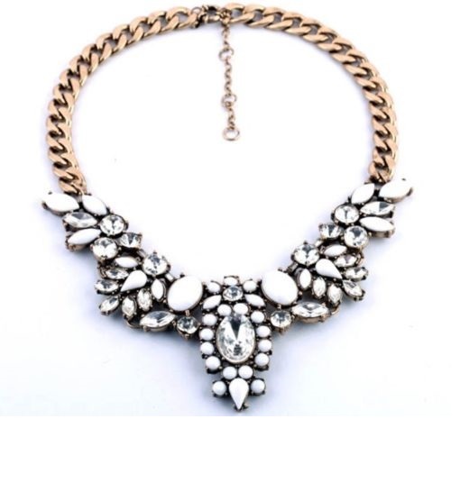 Wedding Flower Crystal Clear Drop Choker Crew Bib Statement Collar Necklace P48
