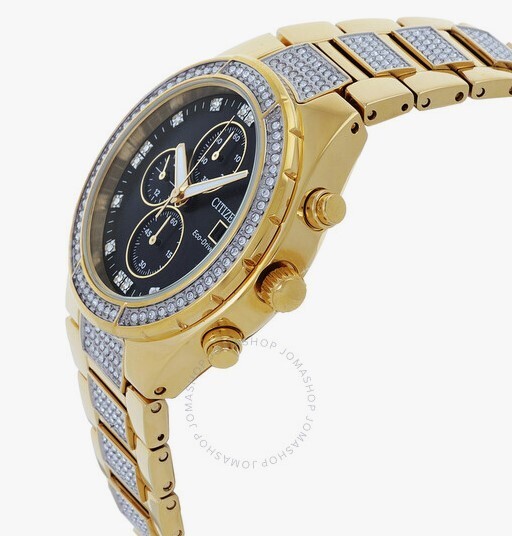 Pre-owned Citizen Ca0752-58e Classic Ecodrive Black Chronograph Dial Crystal Mens Watch