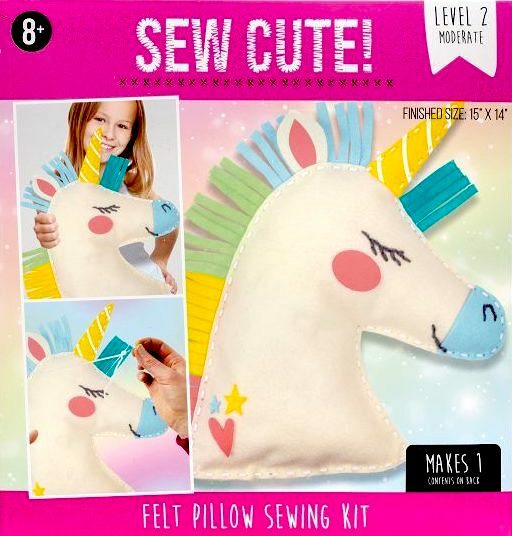 DIY Sew Cute Unicorn Kids Intermediate Felt Pillow Kit School