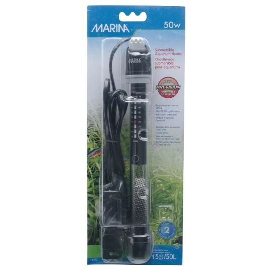 MARINA SUBMERSIBLE PRE-SET AQUARIUM HEATER - 50 WATT - 8.5 I