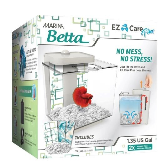 MARINA BETTA EZ CARE PLUS AQUARIUM KIT - WHITE - 1.35 GALLON