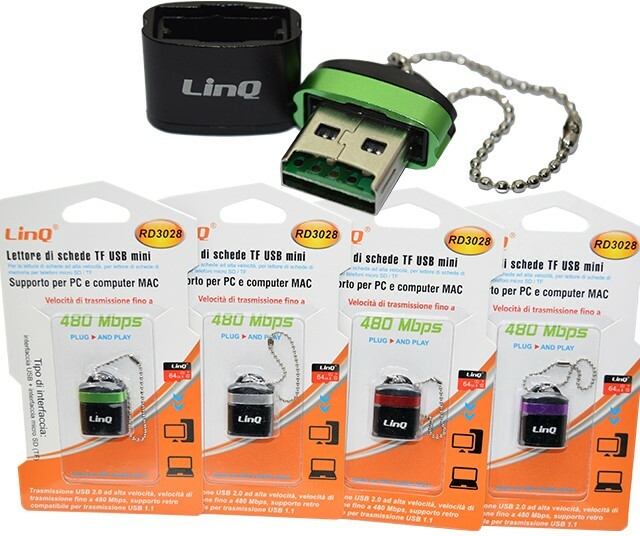 Mini Lettore Memory Card Microsd Tf Usb In Alluminio Linq Rd3028