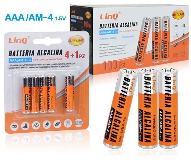 Set 100 Pile Batterie Alcaline R07 AAA Ministilo Am-4 1.5V Bat-Lr07 linq