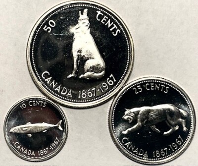 Canada - (3) Wildlife Proof Silver Coins - 1967 - .51oz ASW - Start at Melt!