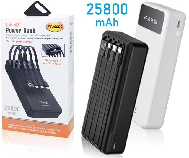 Powerbank Batteria Esterna A Ricarica Super Veloce 25800mah 22.5W Linq TT26000