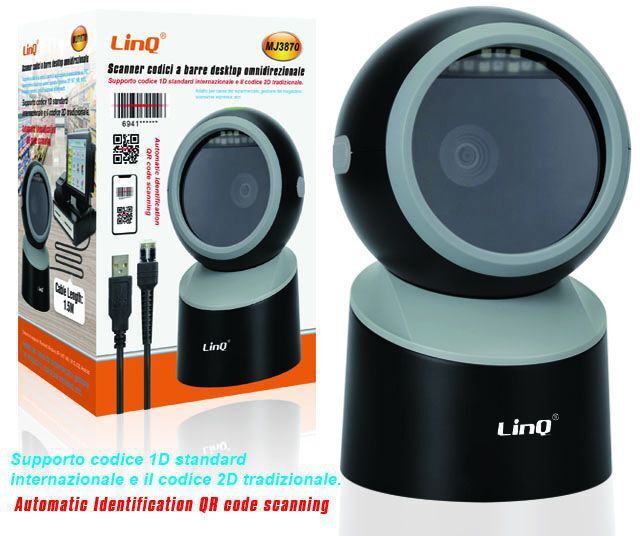 Scanner Barcode Lettore Codici A Barre Omnidirezionale QR 1D 2D Linq Mj3870