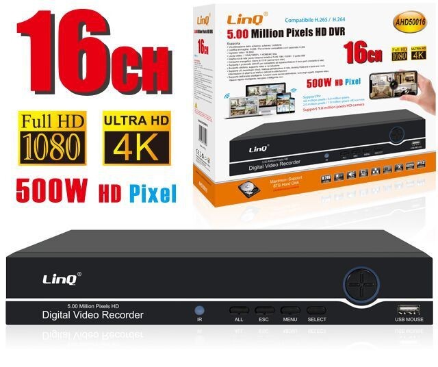 Dvr Digital Video Recorder 16 Canali Ahd Full Hd 1080p 4K 500W Ahd50016 linq