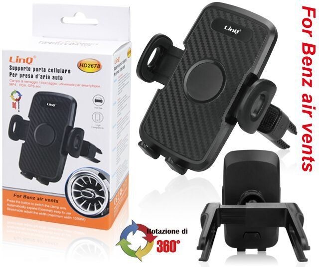 Staffa Supporto da Auto per Cellulari Smartphone Gancio Presa Aria LINQ HD2678
