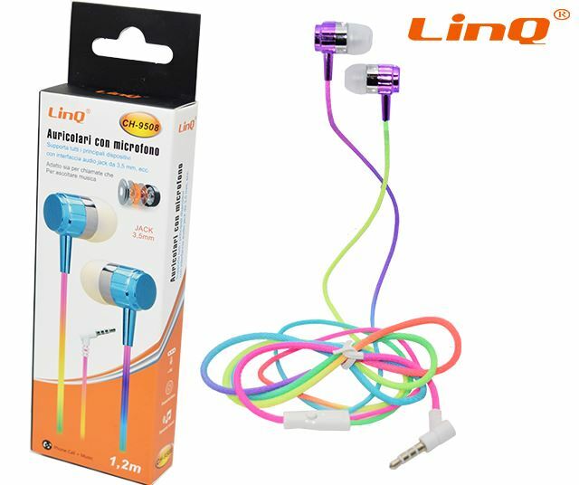 Cuffie Auricolari Smartphone Colorati Con Microfono Jack 3,5mm Linq Ch-9508