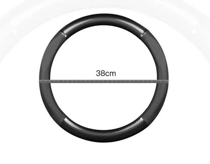 Coprivolante Copri Volante Auto Nero 37-39cm Pelle Fibra Di Carbonio awe
