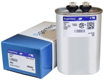 40 uf MFD 440 volt VAC GE Genteq CAPCOM Oval Run Capacitor C440L 97F9641 C440