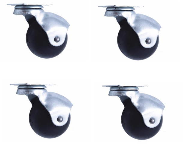 Set 4 Ruota Plastica Ricambio Rotella Carrello Mobili Staffa Girevole 50mm dfh