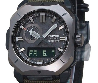 Pre-owned Casio Pro Trek Altimeter Thermometer Digital Compass Prw6900yb-3 100m Mens Watch