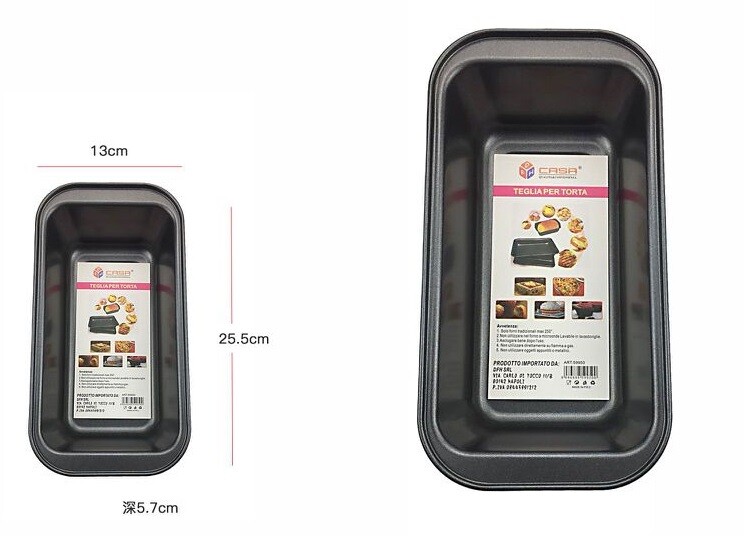 Teglia Tortiera Antiaderente Rettangolare Forno Dolce Salato 13x25.5x5.7cm dfh