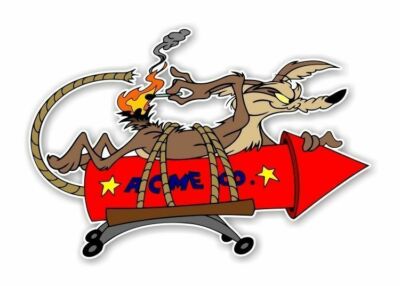 2- PACK WILE E. COYOTE FUNNY  HOT ROD  MOTORCYCLES TOOLS GUNS RAT FINK STICKERS