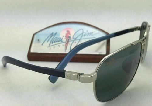 Pre-owned Maui Jim Guardrails Sunglasses Mj 327-17 Silver Frame With Polarized Grey Lenses In Gray