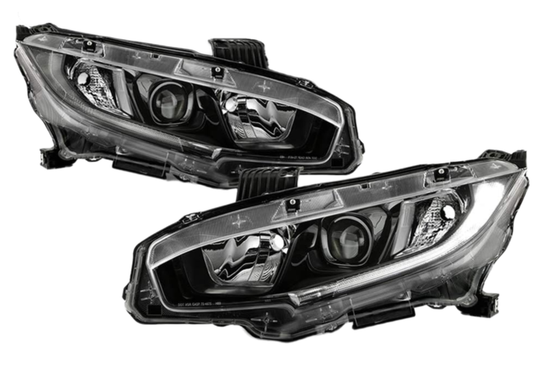 Halogen Black Housing Projector Headlights Left Right for 2016–2021 Honda Civic