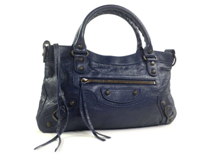 Balenciaga The First Hand Bag Leather Navy Blue 103208 240514T eBay