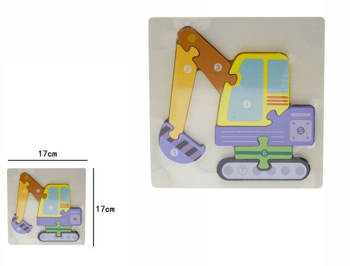 3D Puzzle Legno Forma Di Escavatore Colorato Gioco Bimbi Bambini dfh