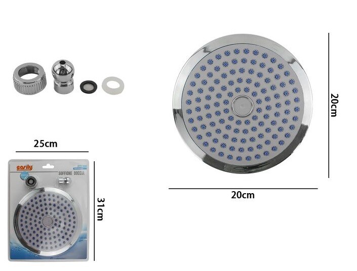 Soffione Doccia Rotondo 20cm Ugelli Fori Bagno Miscelatore 69286 dfh