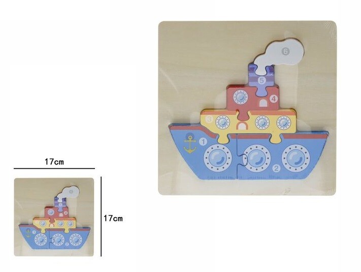 3D Puzzle Legno Forma Di Nave Colorato Gioco Bimbi Bambini dfh