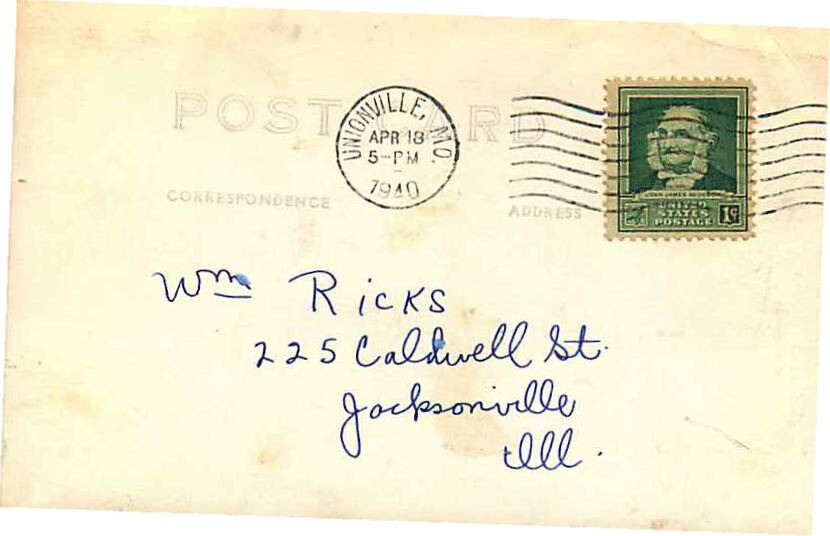 Real Photo Postcard QSL Ham Radio Calling Card, Unionville, Missouri 1940