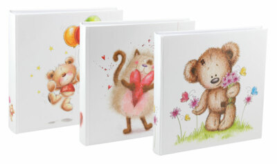 Cat & Bears Fotoalbum 30x30 cm 100 weiße Seiten Baby Kinder Foto Album Fotobuch