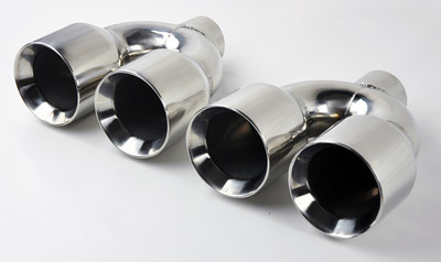 Dual 225quot Inlet 3quot Outlet Quad Style Stainless Steel Exhaust Tips Pair RH LH