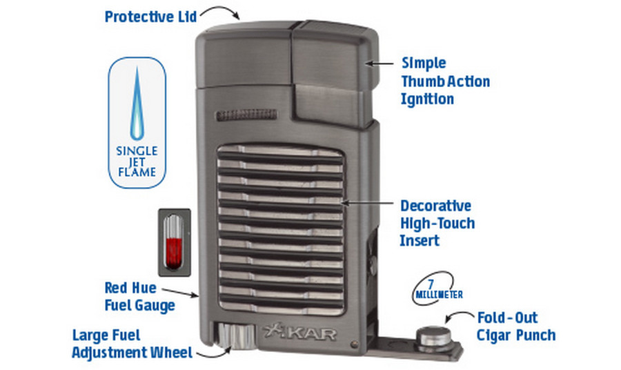 XiKAR 523RD Forte Single Torch Flame Cigar Lighter Gunmetal Lifetime Warranty