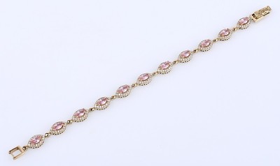 ALMOND TURKISH SIMULATED TOPAZ .925 SILVER & BRONZE BRACELET #51774