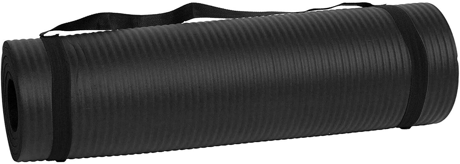 BalanceFrom Yoga Mat - Black (12mm 1/2") thick, non-slip, 72" x 24" x 1/2" 1